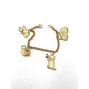 Avon Cuddly Kittens Bracelet Large Gold Tone Kids Large 7” 1994